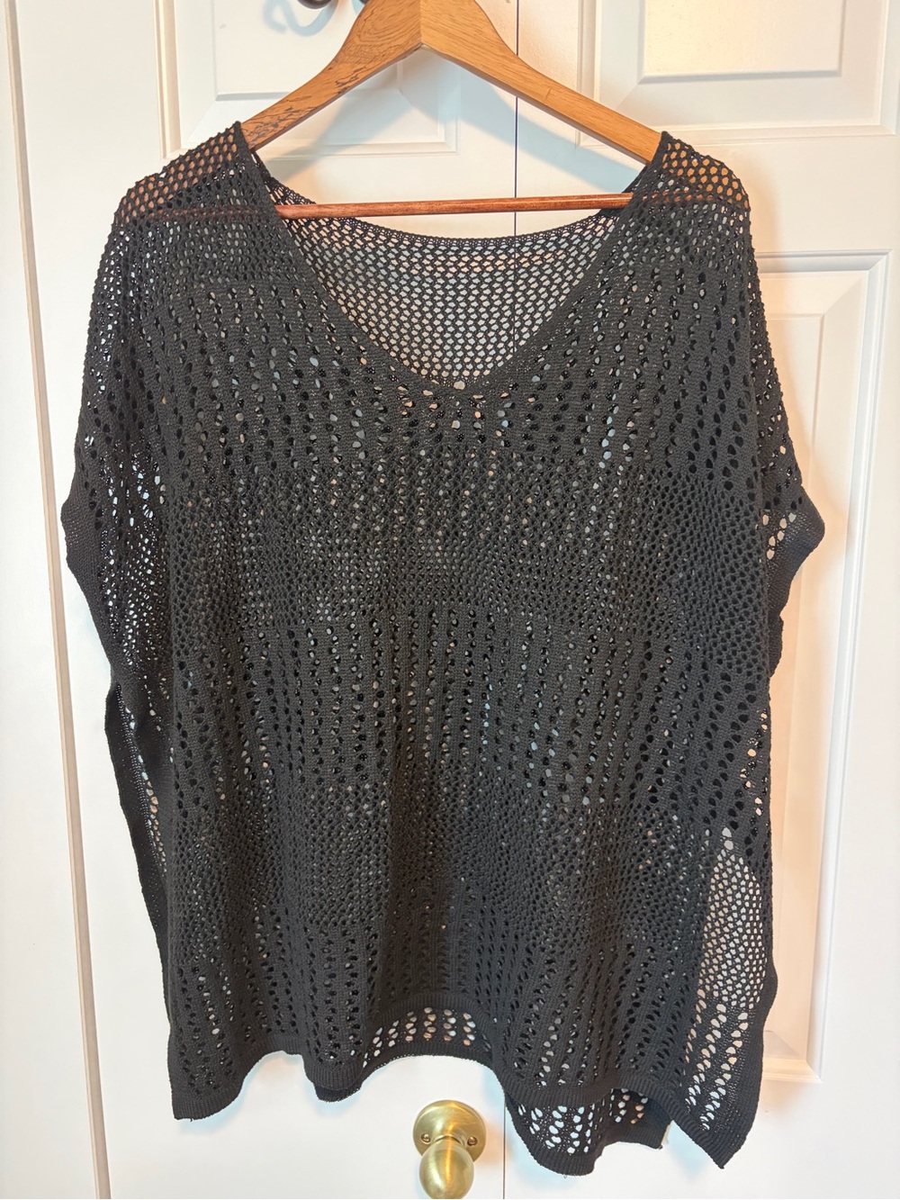 Open Knit Black Poncho/Cover-Up